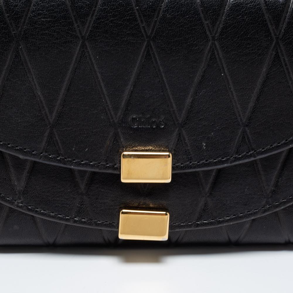 Chloe Black Quilted Leather Georgia Continental Wallet 8