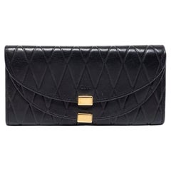 Chloe Black Quilted Leather Georgia Continental Wallet
