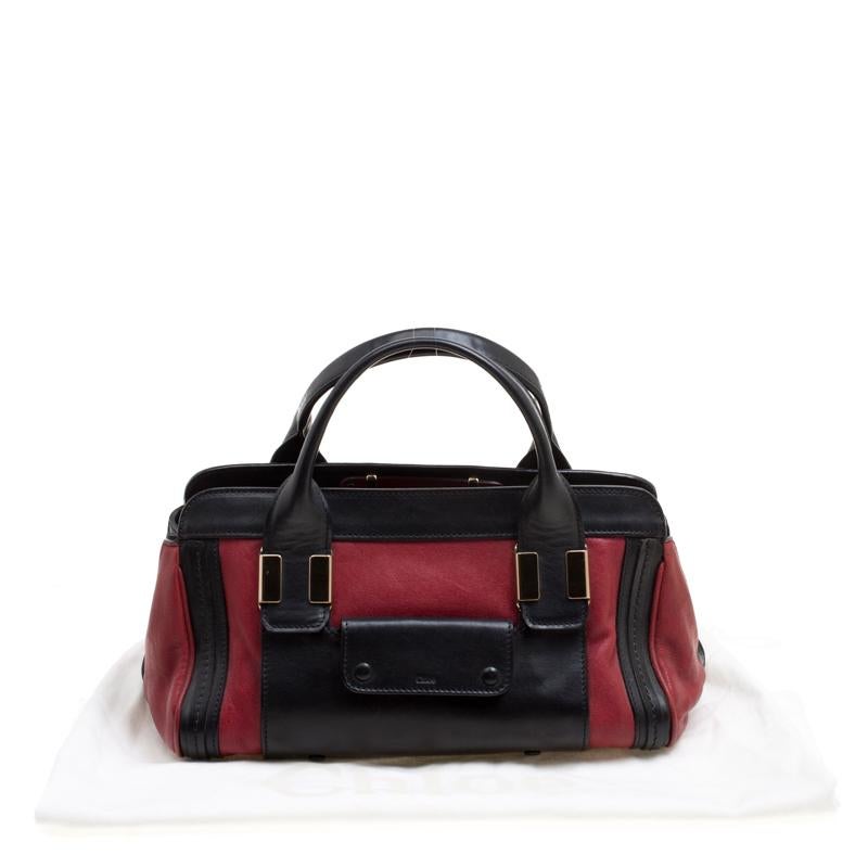 Chloe Black/Red Leather Small Alice Satchel 8