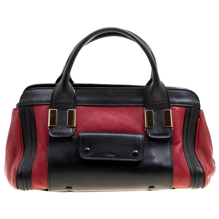 Chloe Black/Red Leather Small Alice Satchel