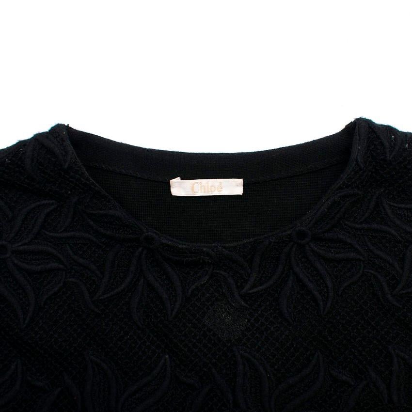 Chloe Black Semi-Sheer Floral Lace Embroidered Top - estimated SIZE S In Good Condition For Sale In London, GB