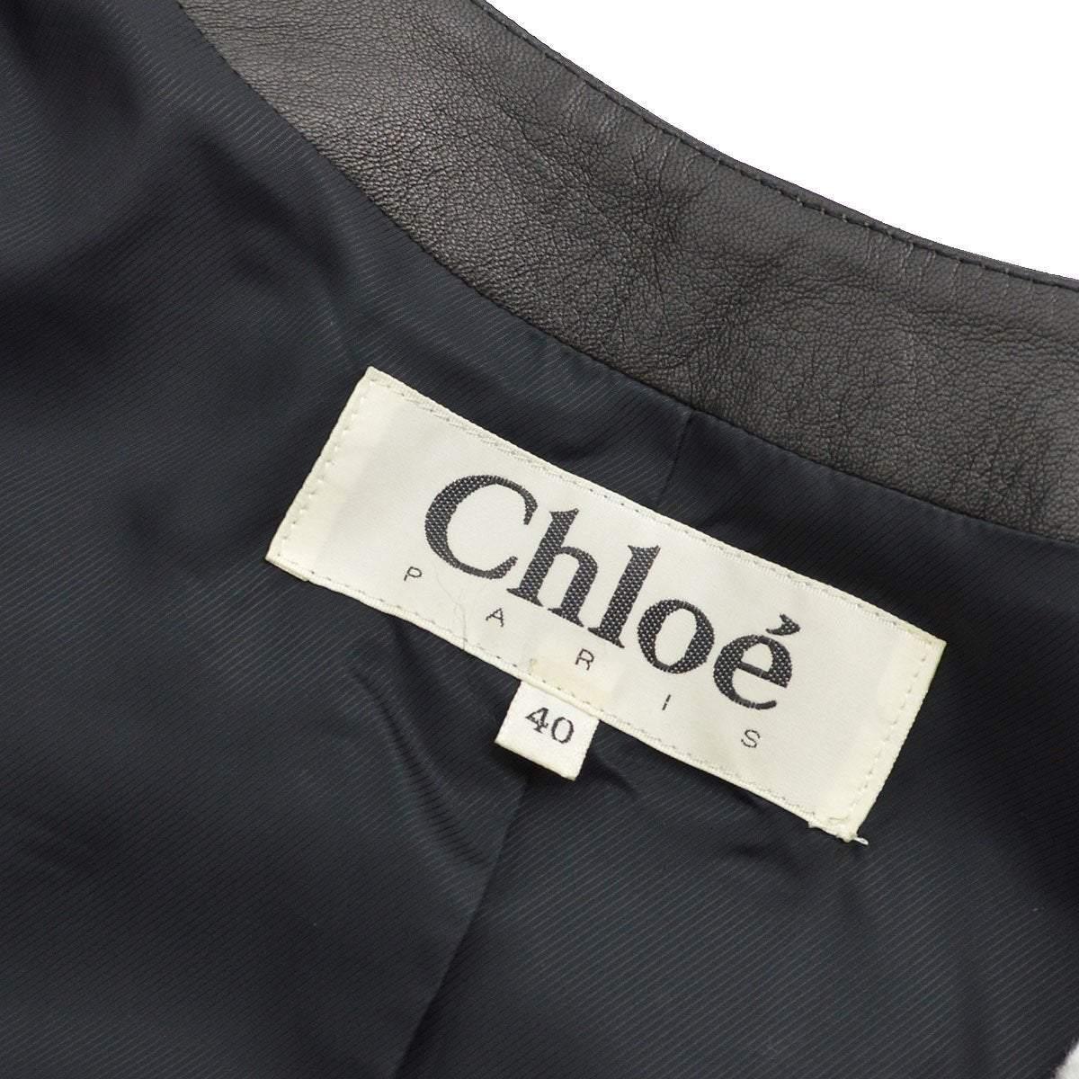 CHLOE Schwarzes zweireihiges, mittleres Mantel-Jackenkleid aus Schafsleder  im Angebot 2