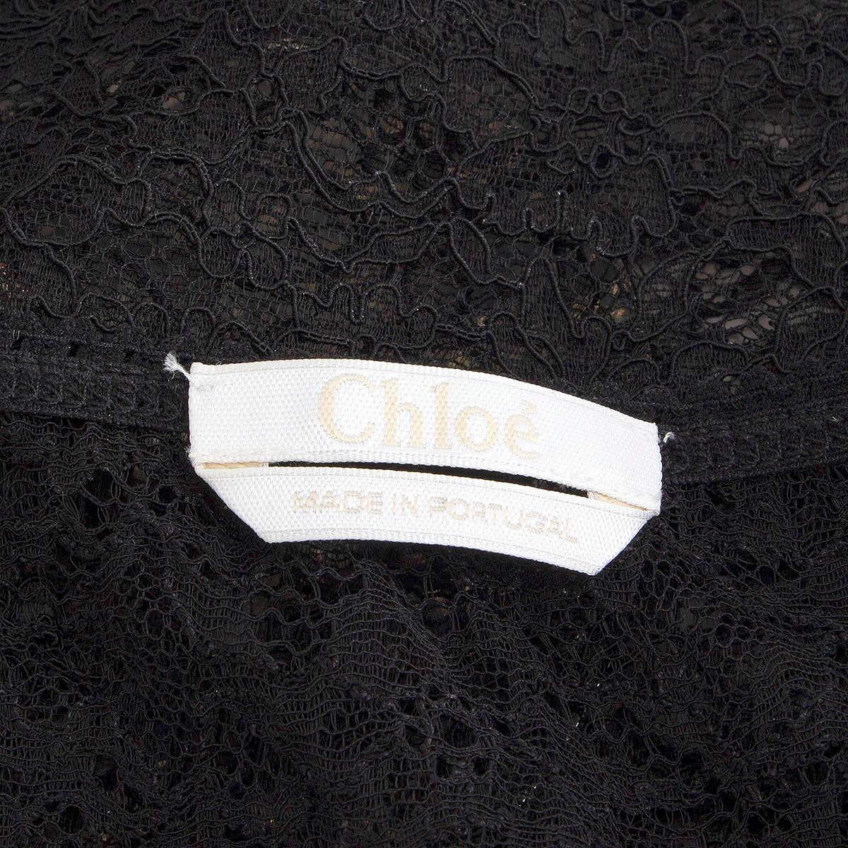 CHLOE black SHEER LACE Bodysuit Shirt S 2