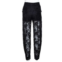 Chloe Black Sheer Lace Cargo Trousers S
