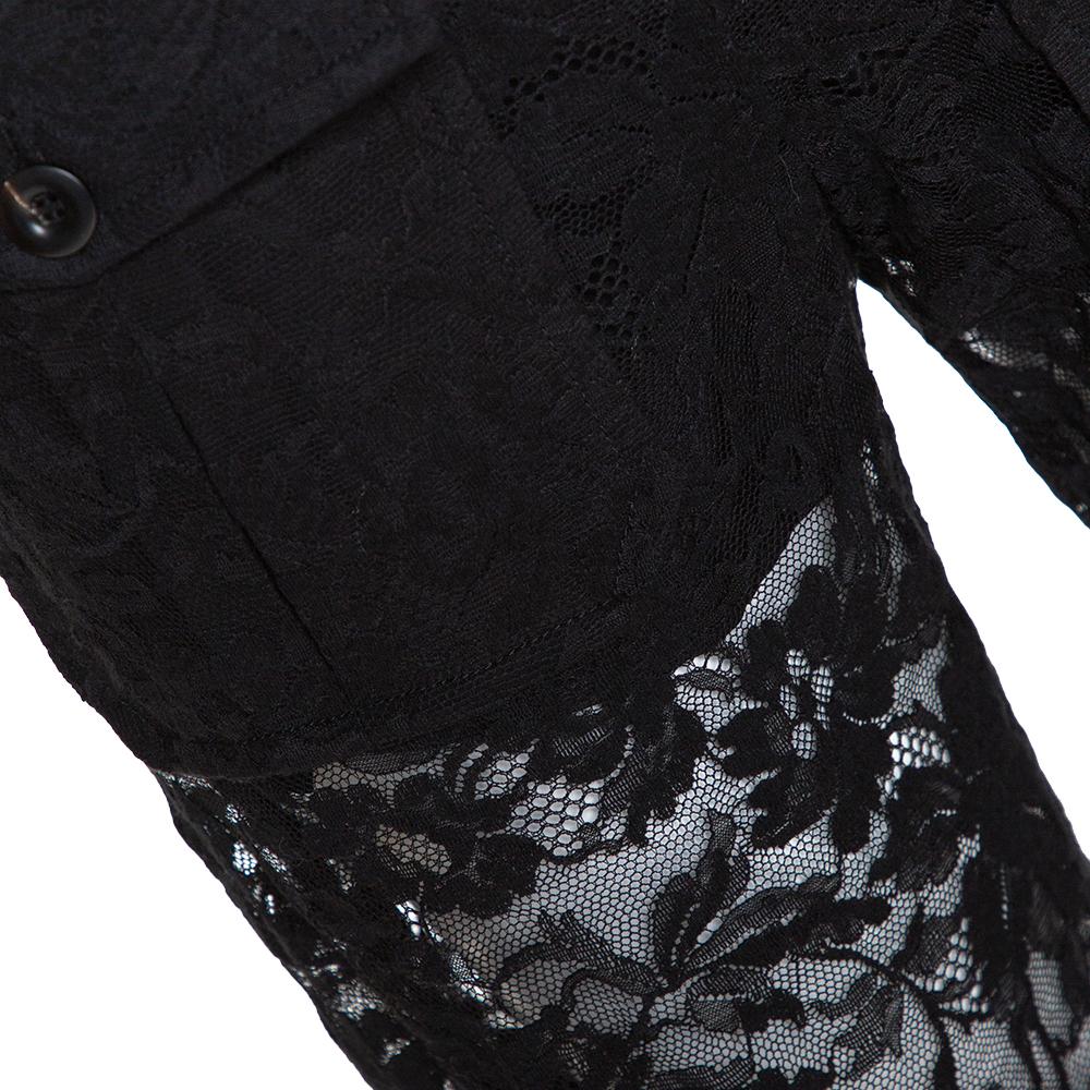Schwarze Cargohose aus durchsichtiger Spitze S Damen