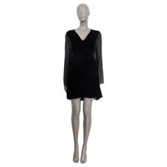 CHLOE black SHEER SLEEVE VELVET MINI Dress 38 S