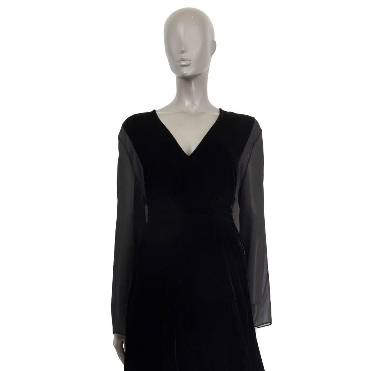 black sheer one sleeve dress velvet