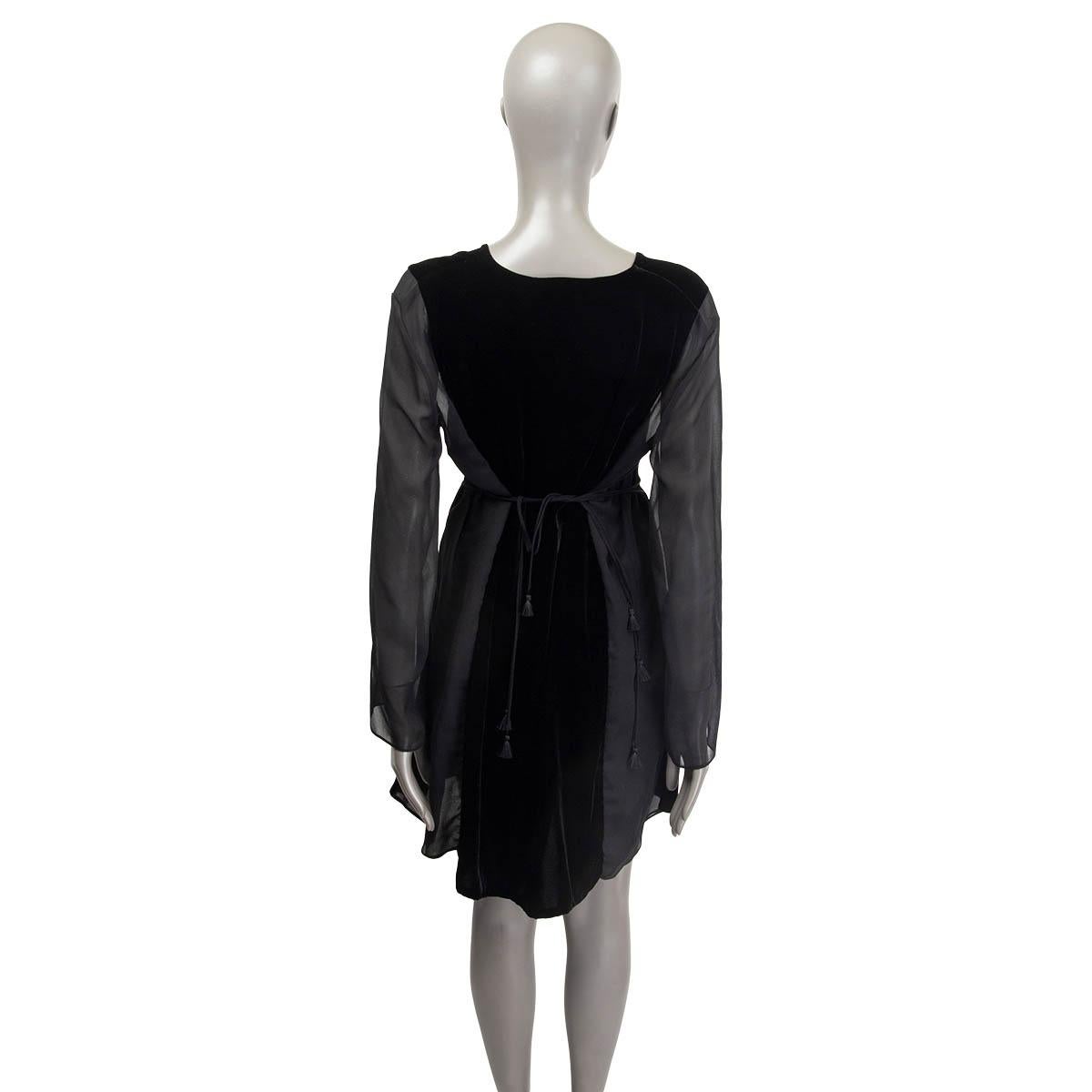 Black CHLOE black SHEER SLEEVE VELVET MINI Dress 38 S For Sale