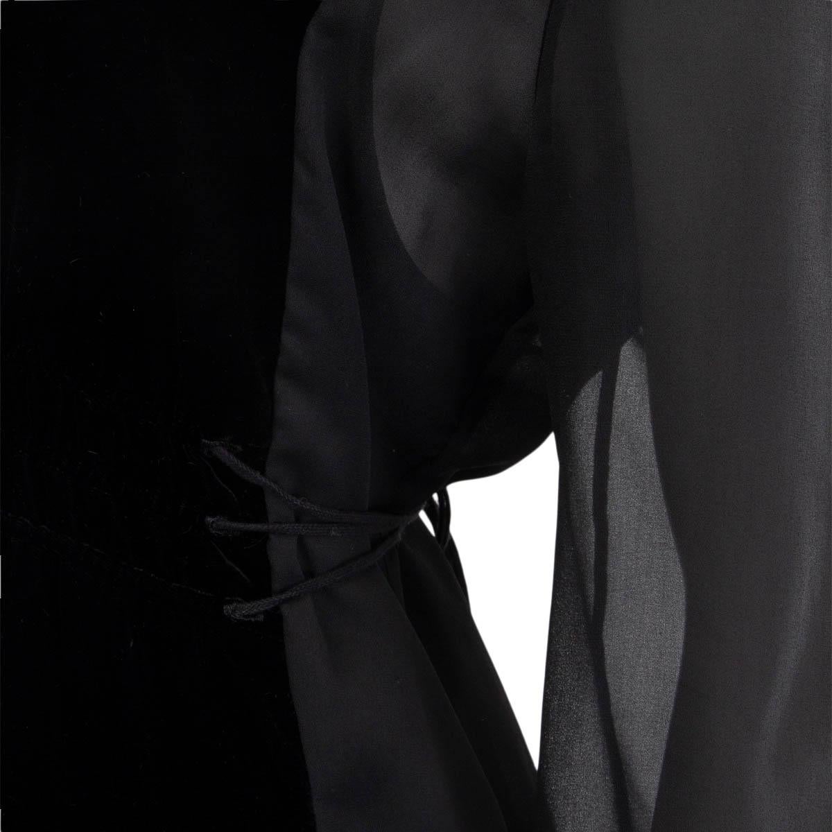 Women's CHLOE black SHEER SLEEVE VELVET MINI Dress 38 S For Sale