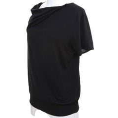 CHLOE Black Short Sleeve Knit Sweater Top Wool Cashmere Sz XS