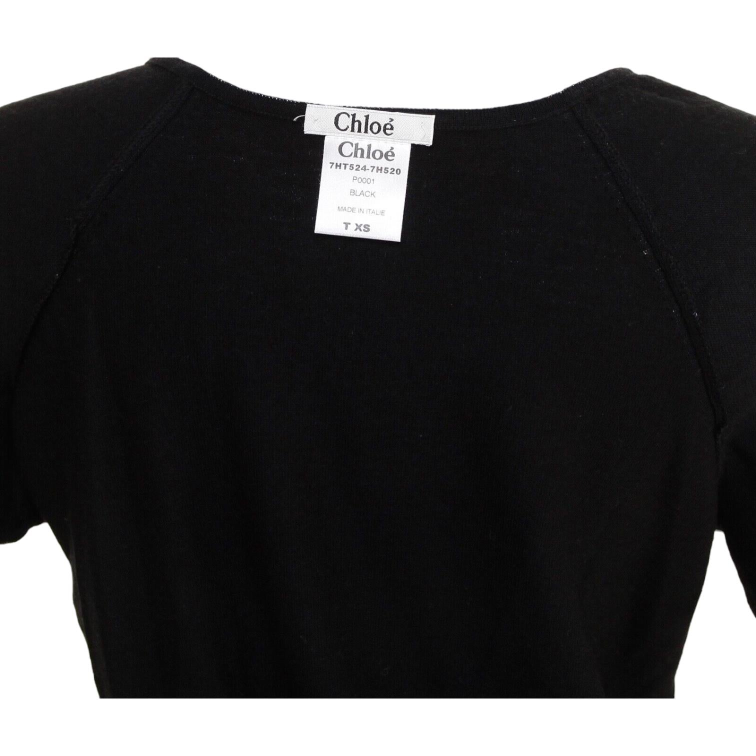 CHLOE Negro Suéter de punto de manga corta Top Lana Cachemira Sz XS en venta 4