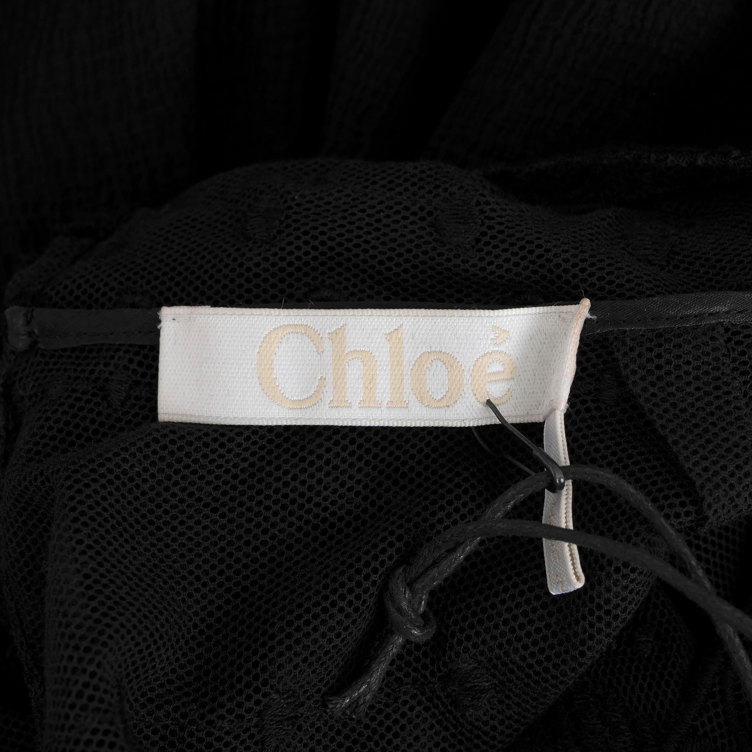 CHLOE black silk 2018 LACE PANNELED MINI Dress 38 S For Sale 2
