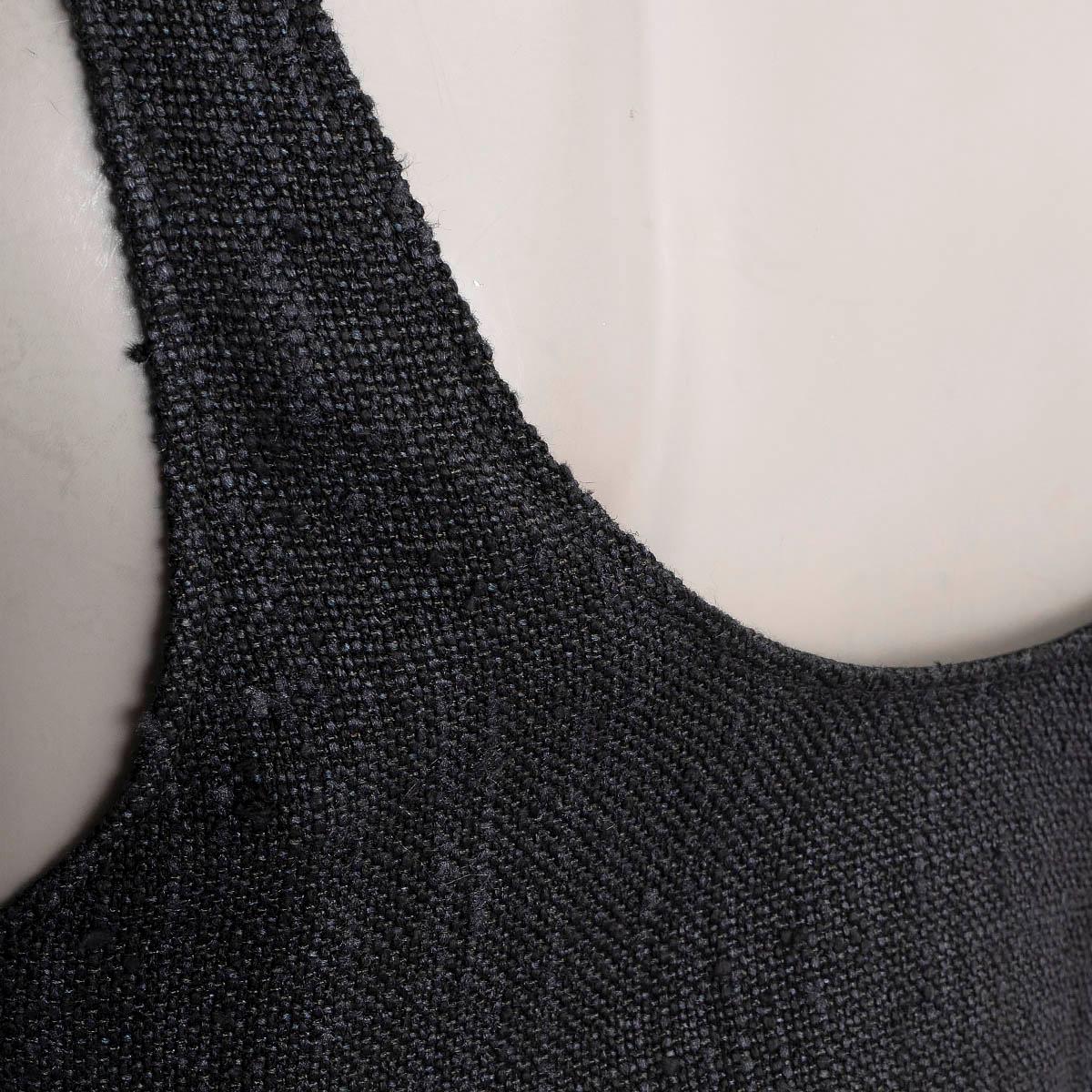 CHLOE black silk blend 2022 LEATHER TRIM EYELET canvas Tank Top Shirt 34 XS For Sale 3