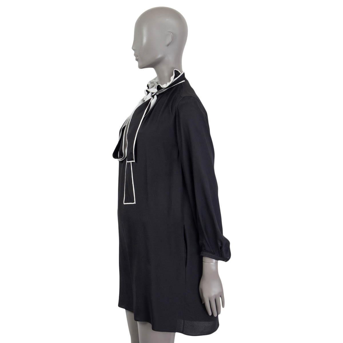 Women's CHLOE black silk blend PUSSY BOW RUFFLED NECK Dress 34 XXS For Sale