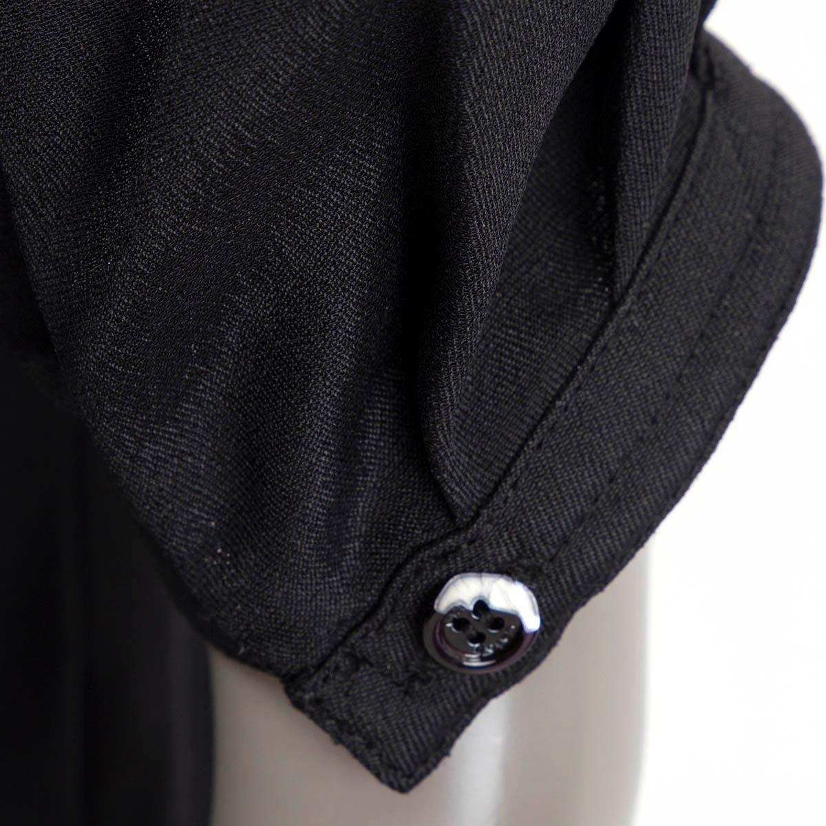 CHLOE black silk blend PUSSY BOW RUFFLED NECK Dress 34 XXS For Sale 2