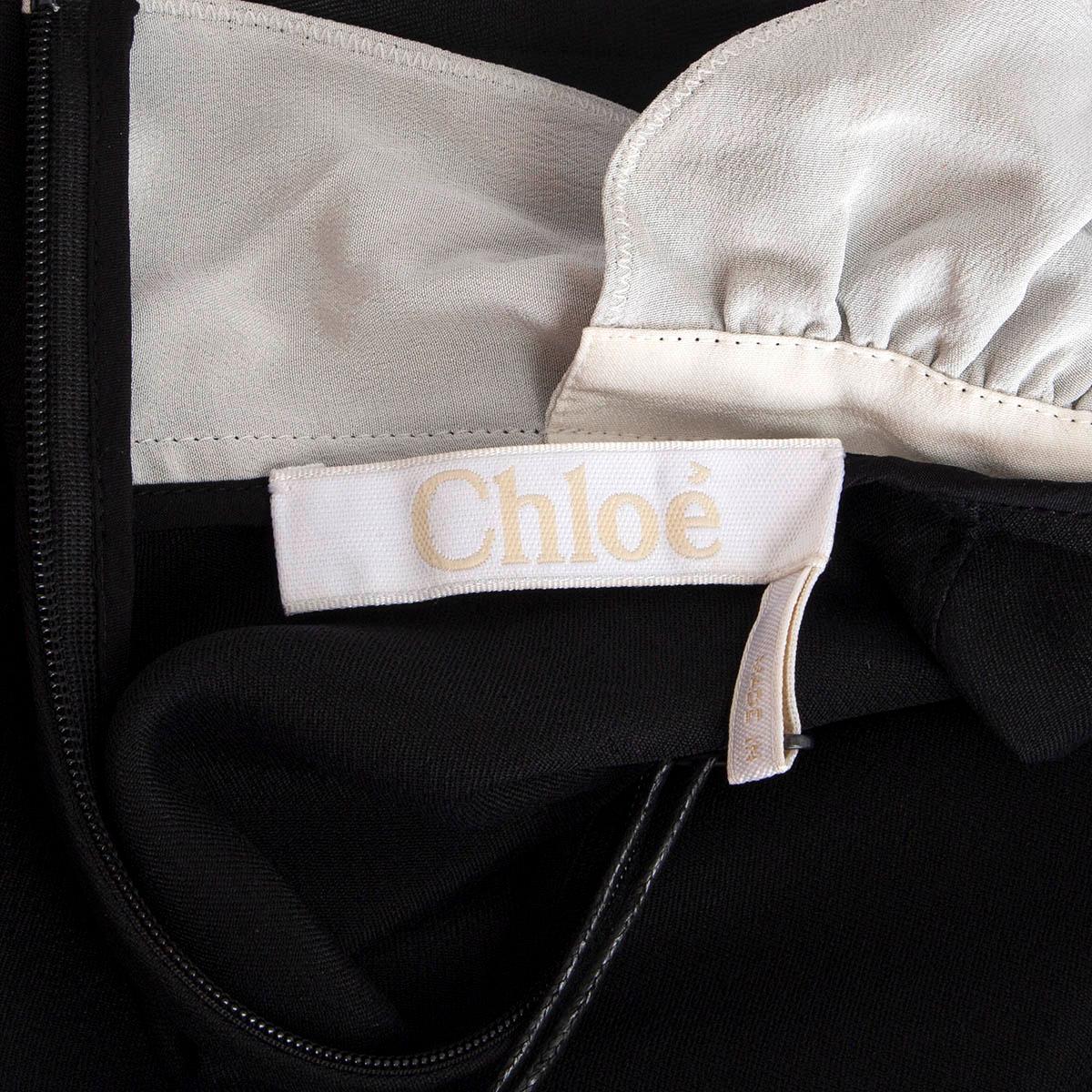 CHLOE black silk blend PUSSY BOW RUFFLED NECK Dress 34 XXS For Sale 3