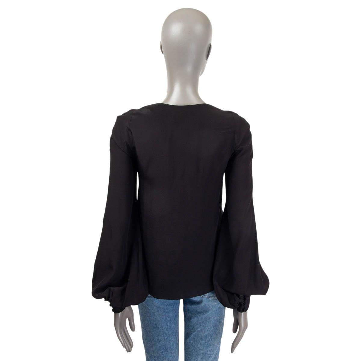 CHLOE black silk BUTTON DETAIL BISHOP SLEEVE Blouse Shirt 36 XS 1