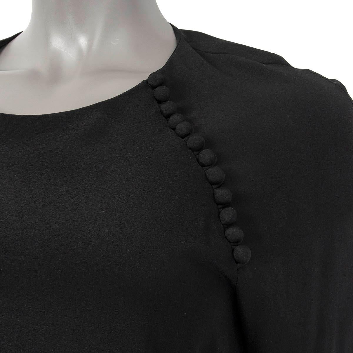 CHLOE black silk BUTTON DETAIL BISHOP SLEEVE Blouse Shirt 36 XS 2