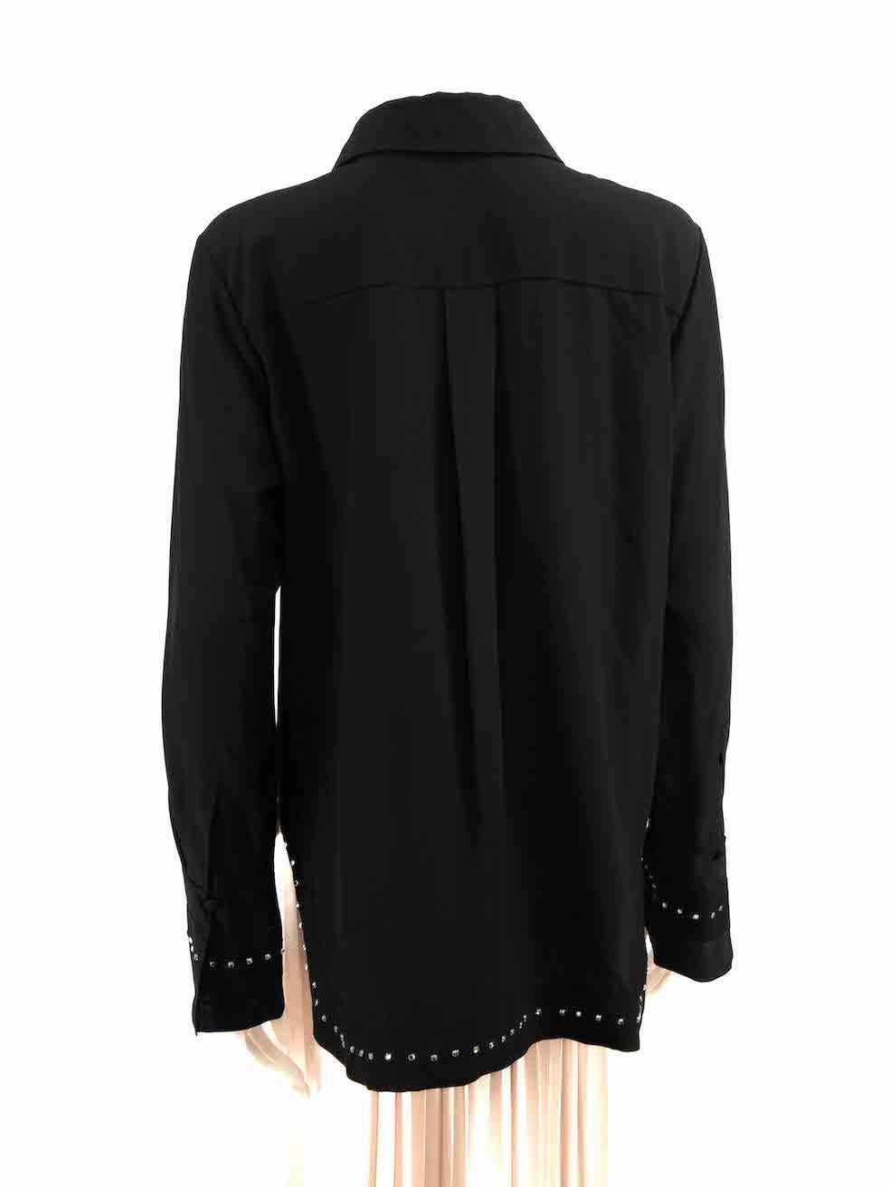 Chloé Black Silk Crystal Embellished Blouse Size XL In New Condition For Sale In London, GB