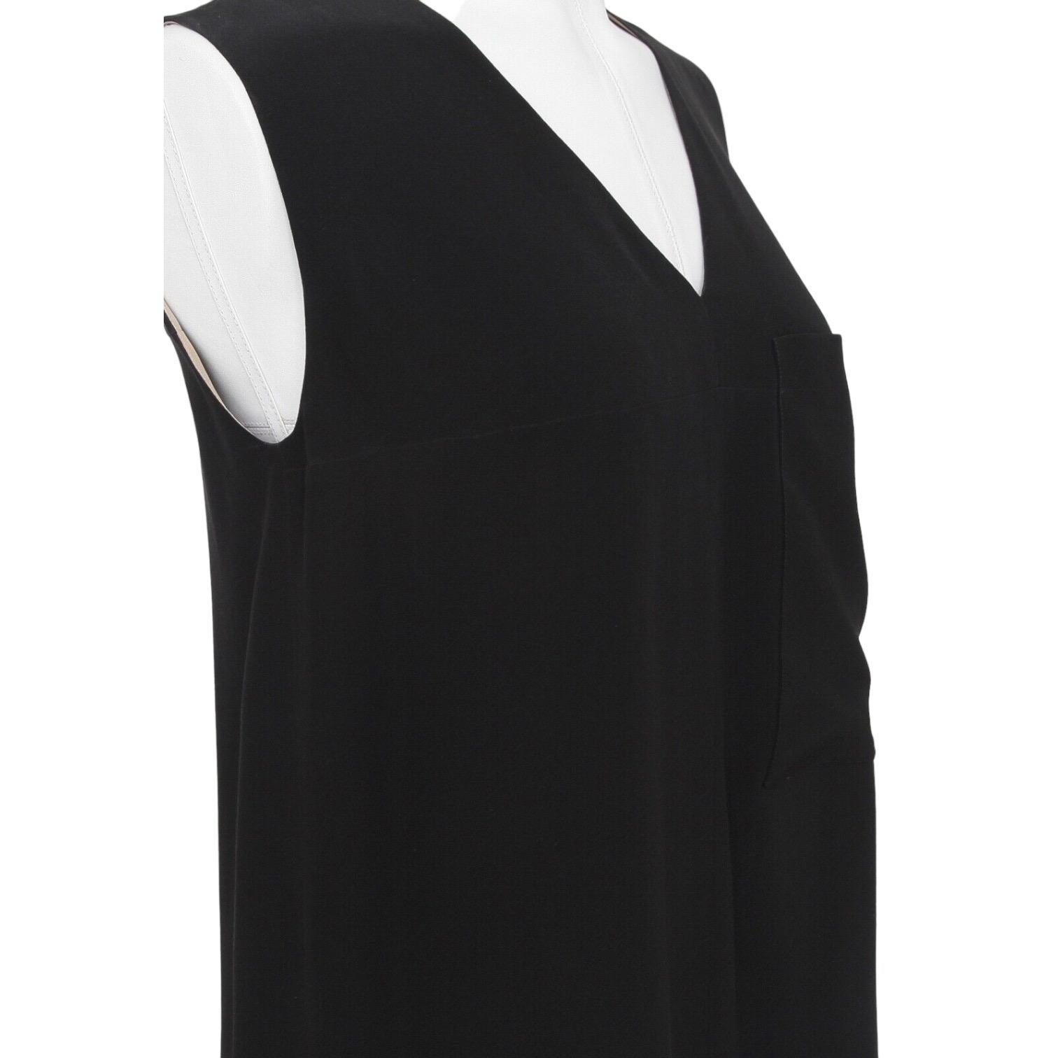 Women's CHLOE Black Silk Dress Shift V-Neck Sleeveless Slip On Pockets Sz 34 For Sale