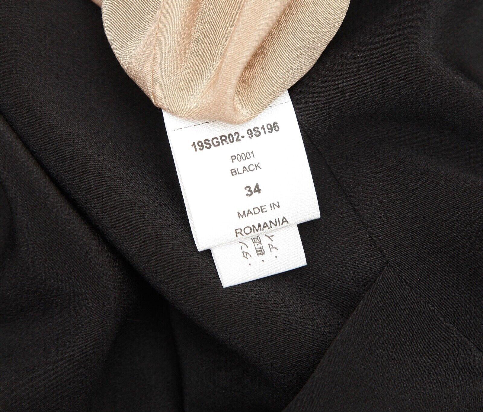 CHLOE Black Silk Dress Shift V-Neck Sleeveless Slip On Pockets Sz 34 For Sale 4