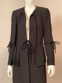 Chloe Black Silk Evening Suit with Satin Trim Skirt with Very High Side Opening