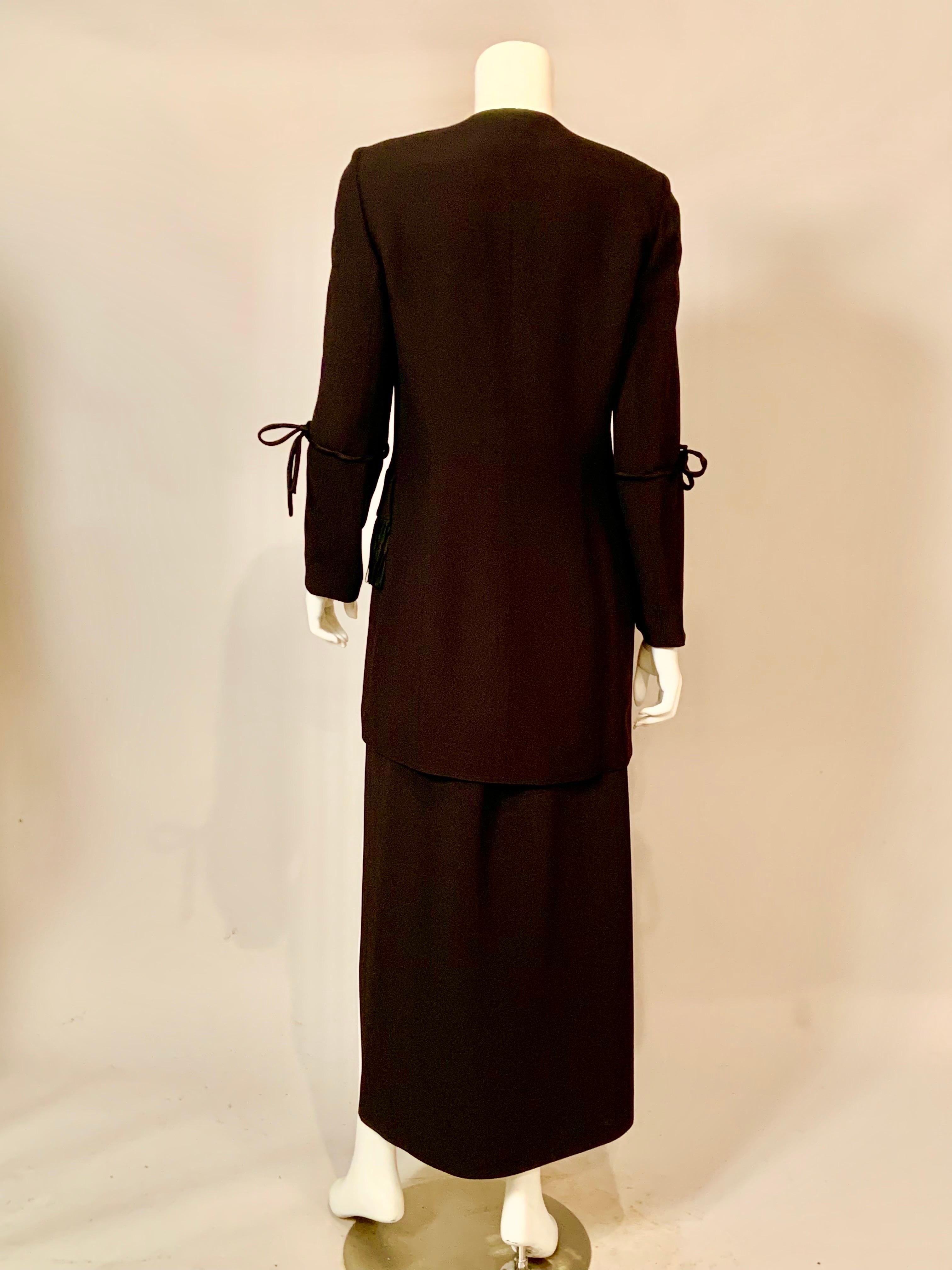 Chloe Black Silk Evening Suit with Satin Trim Skirt with Very High Side Opening 3