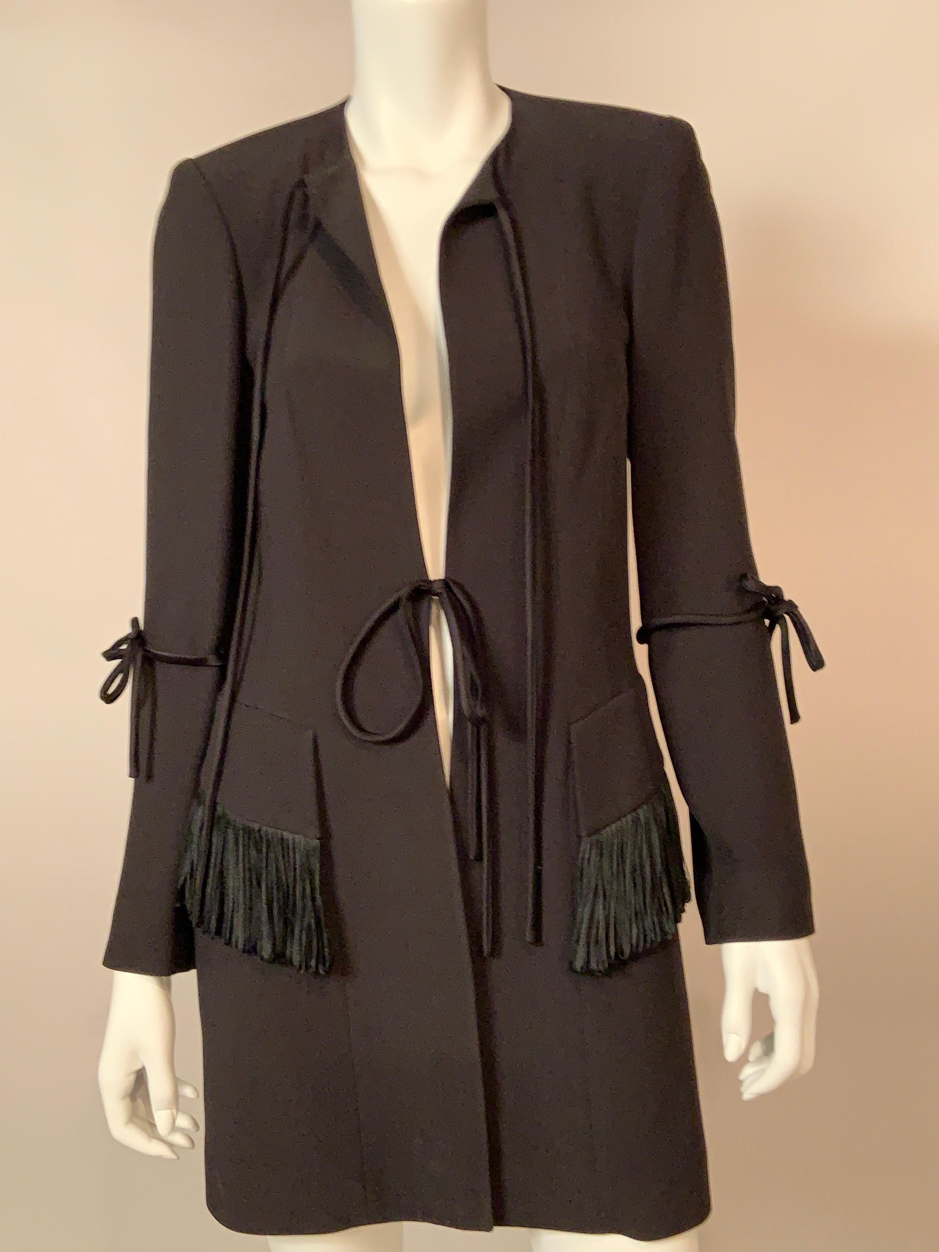 Chloe Black Silk Evening Suit with Satin Trim Skirt with Very High Side Opening 5