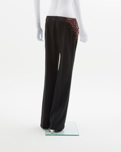 Chloè  black silk pants with purple pearl applique, fw 2001