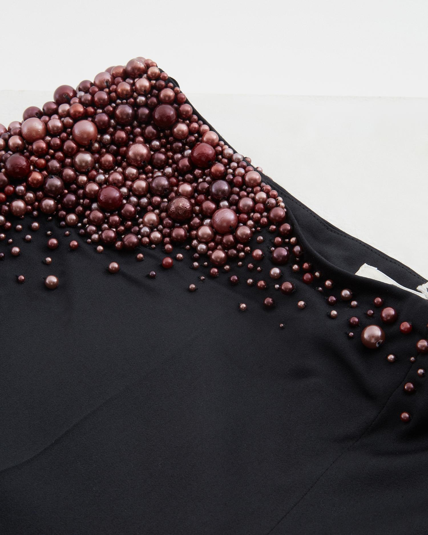 Chloè  black silk pants with purple pearl applique, fw 2001  For Sale 3