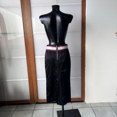 Chloé Black Silk Pencil Skirt with Multicolor Grosgrain Waistband