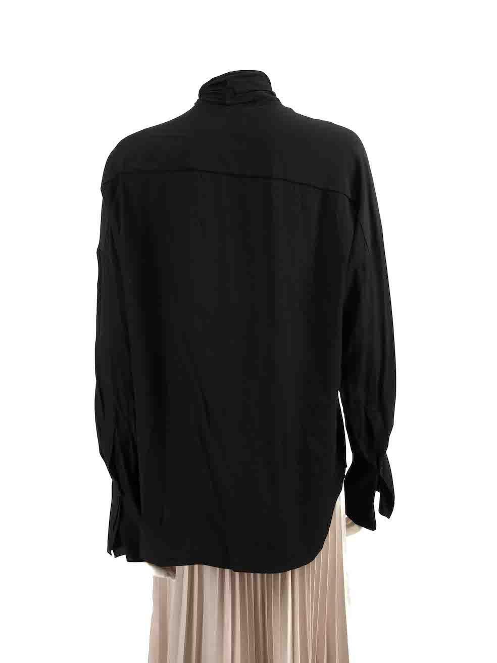 Chloé Black Silk Pussy Bow Blouse Size L In Good Condition For Sale In London, GB