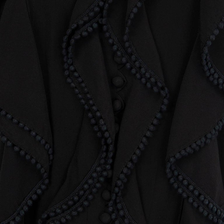 CHLOE black silk RUFFLE Sleeveless Blouse Button Up Shirt 40 M For Sale 2