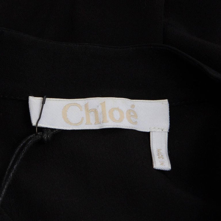 CHLOE black silk RUFFLE Sleeveless Blouse Button Up Shirt 40 M For Sale 3