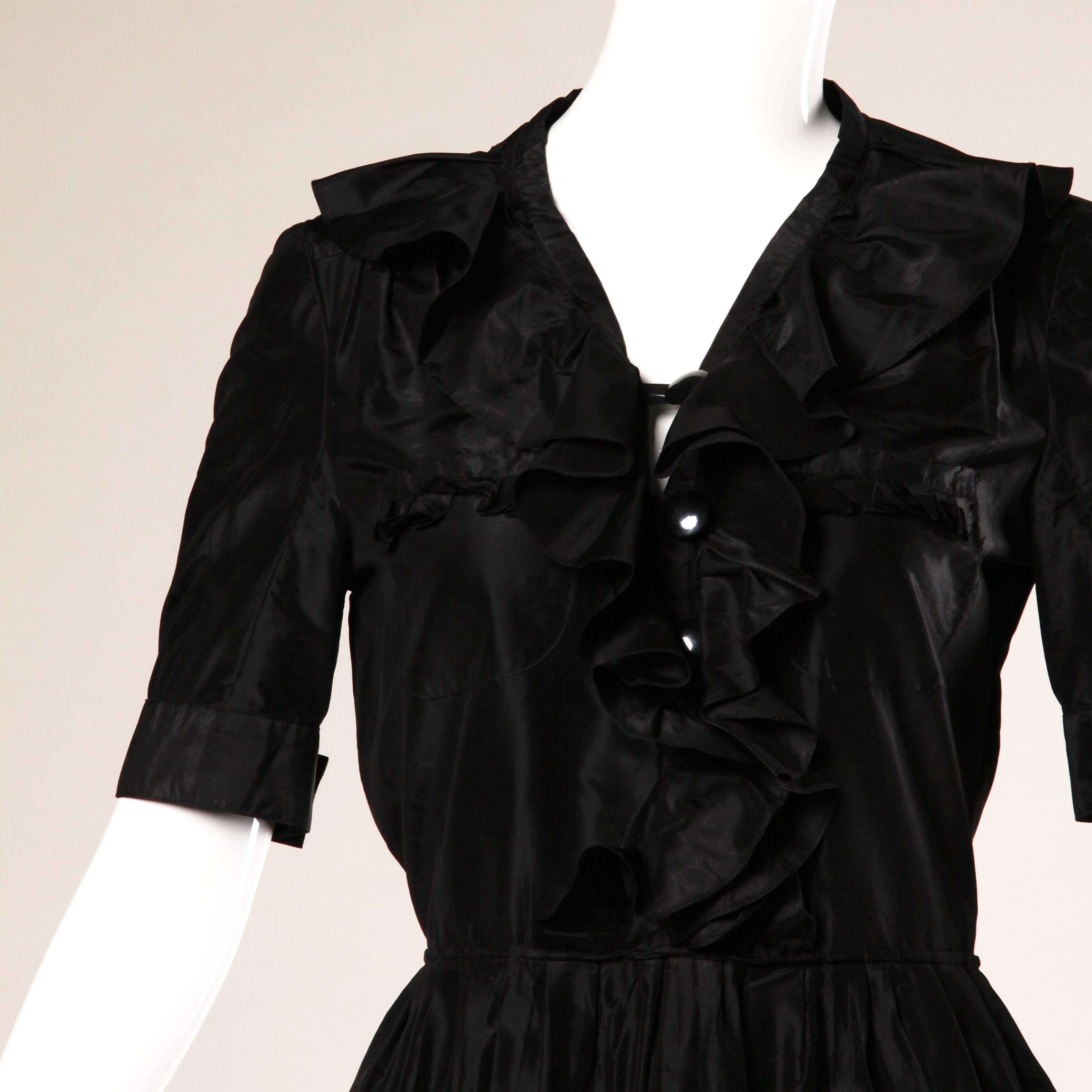 Women's Chloe Black Silk Taffeta Dress wth Ruffled Collar For Sale