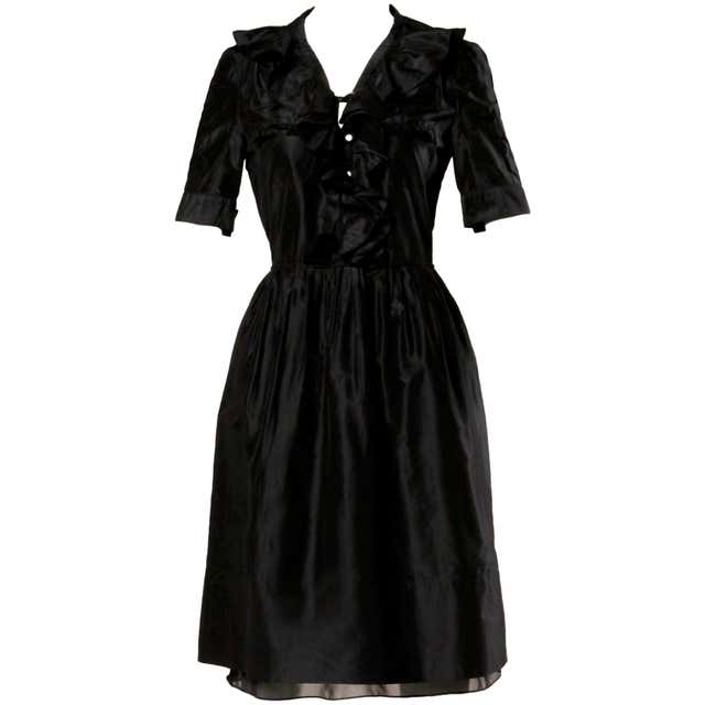 Chloe Vintage Black Cotton Blend Long Sleeve Long Evening Dress 44 EU ...