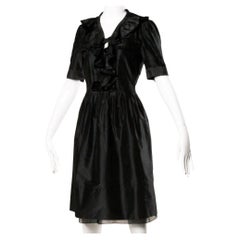 Chloe Black Silk Taffeta Dress wth Ruffled Collar