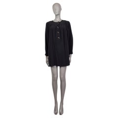 CHLOE black silk TOGGLE BUTTON SHIFT MINI Dress 34 XXS