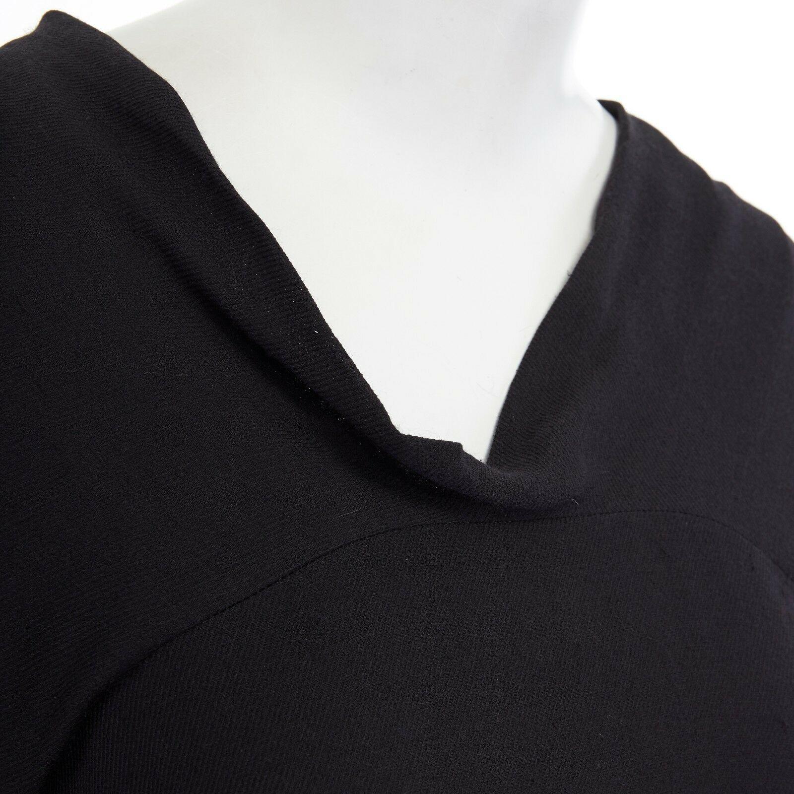 CHLOE black silk wool blend scoop neckline short sleeve boxy draped top ...