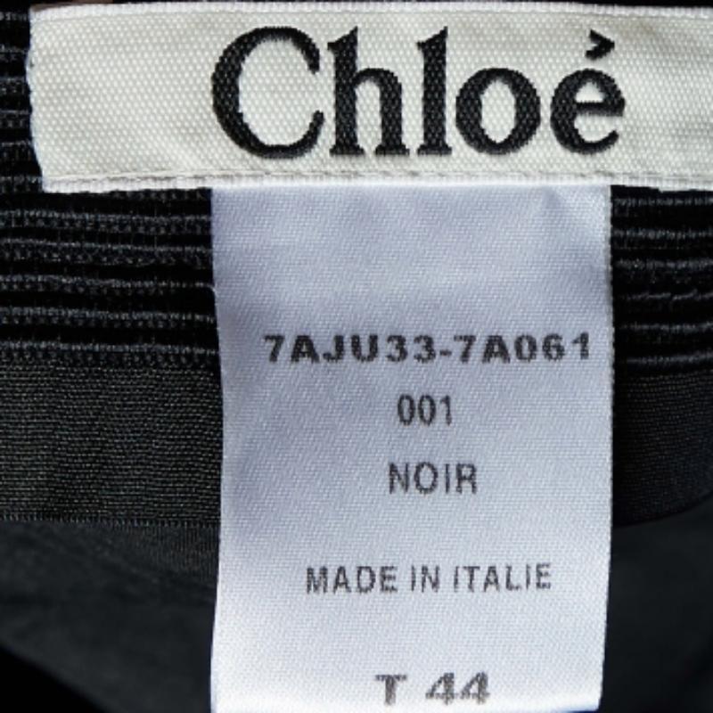 Chloe Black Silk & Wool Embroidered Mini Skirt L Pour femmes en vente