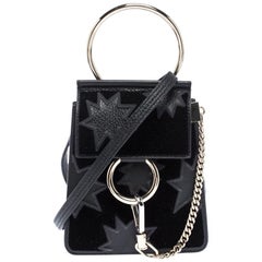 Chloe Black Star Applique Leather and Velvet Mini Faye Crossbody Bag