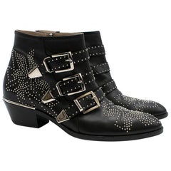 Chloe Black Studded Susanna Ankle Boots 38.5