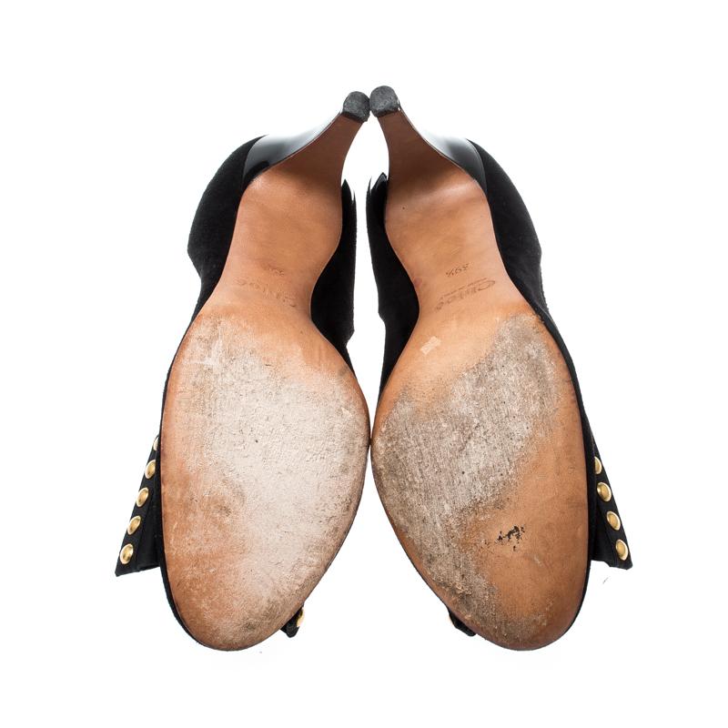 Chloé Black Suede Bow Pumps Size 39.5 2