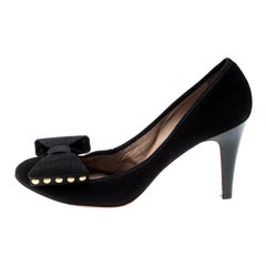 Chloé - Escarpins en daim noir avec nœud papillon, taille 39,5