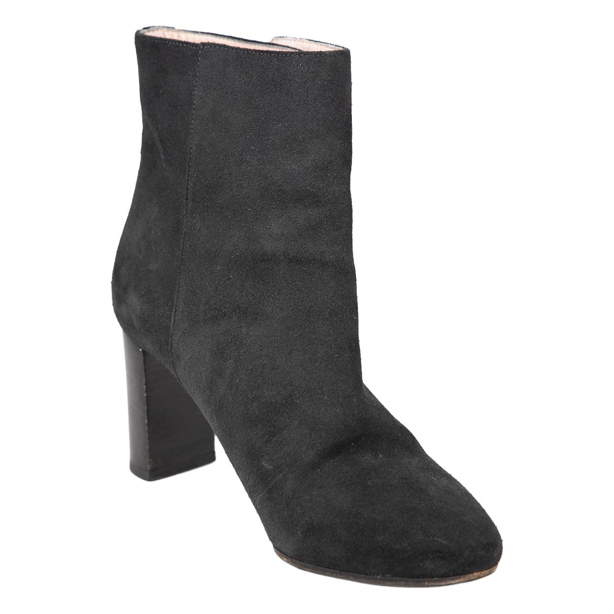 Chloé Black Suede Clasp Detail Heeled Boots Size IT 39.5