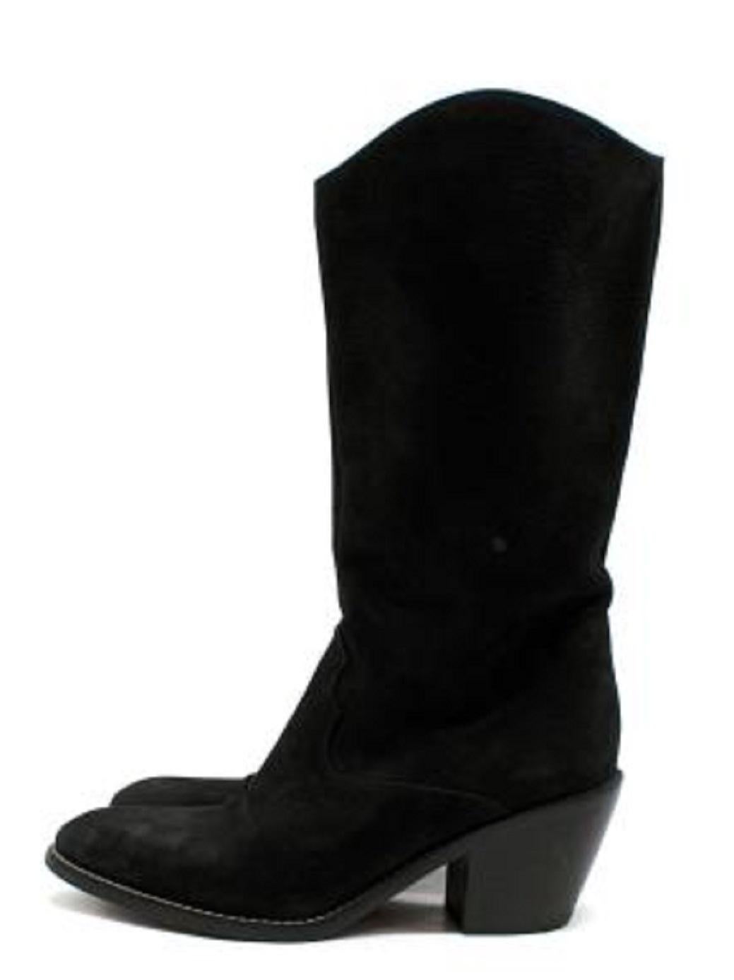 Chloe Black Suede Cowboy Boots For Sale at 1stDibs