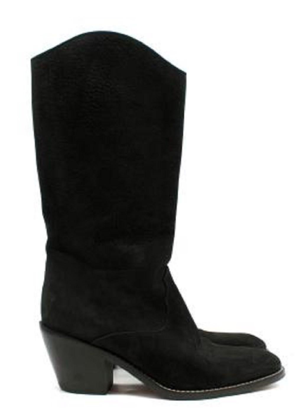 Chloe Black Suede Cowboy Boots For Sale at 1stDibs