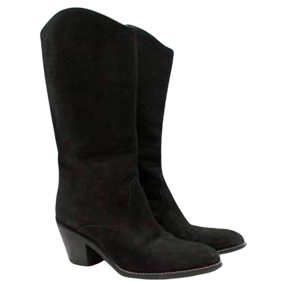 Chloe Black Suede Cowboy Boots For Sale at 1stDibs