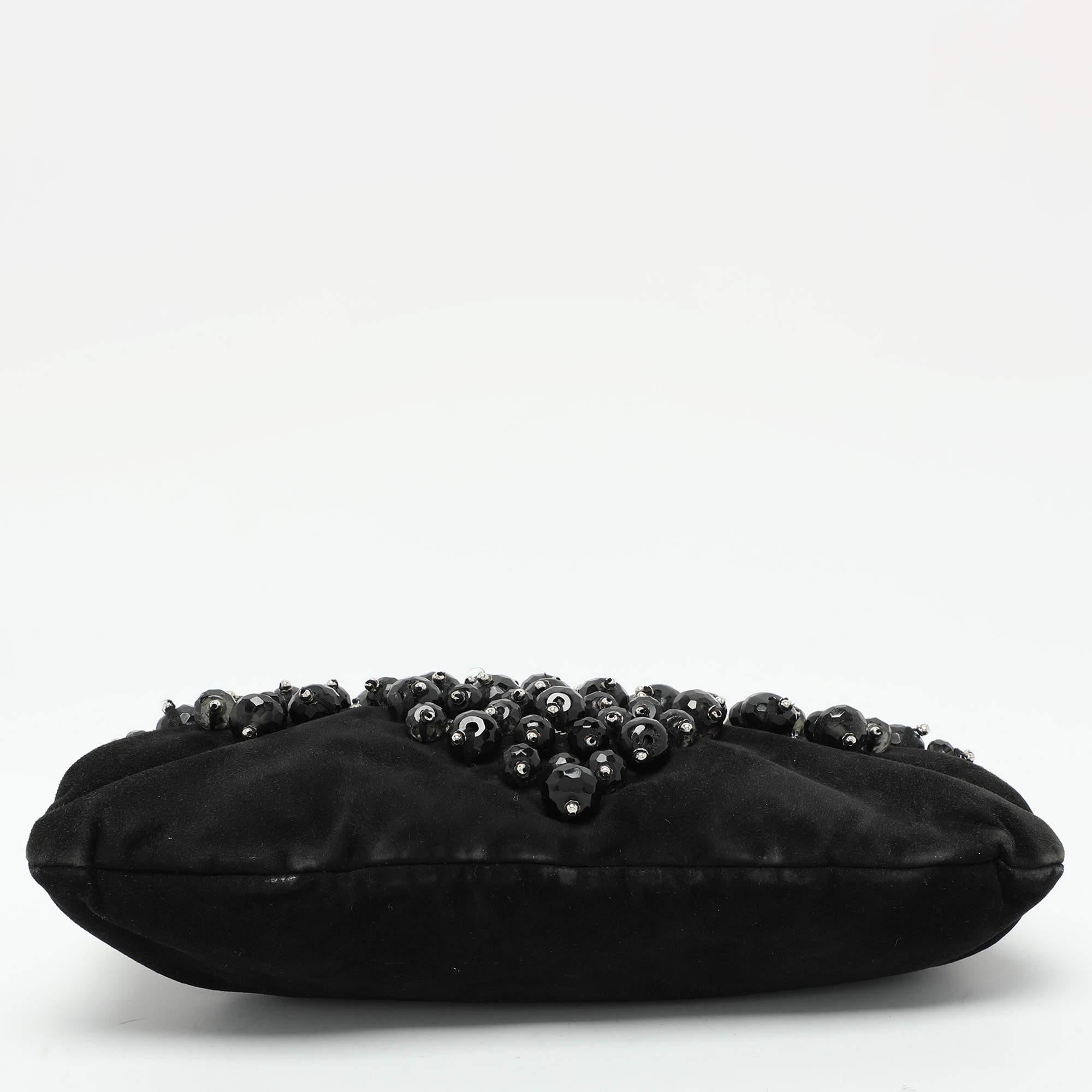Chloe Black Suede Embellished Clutch 2