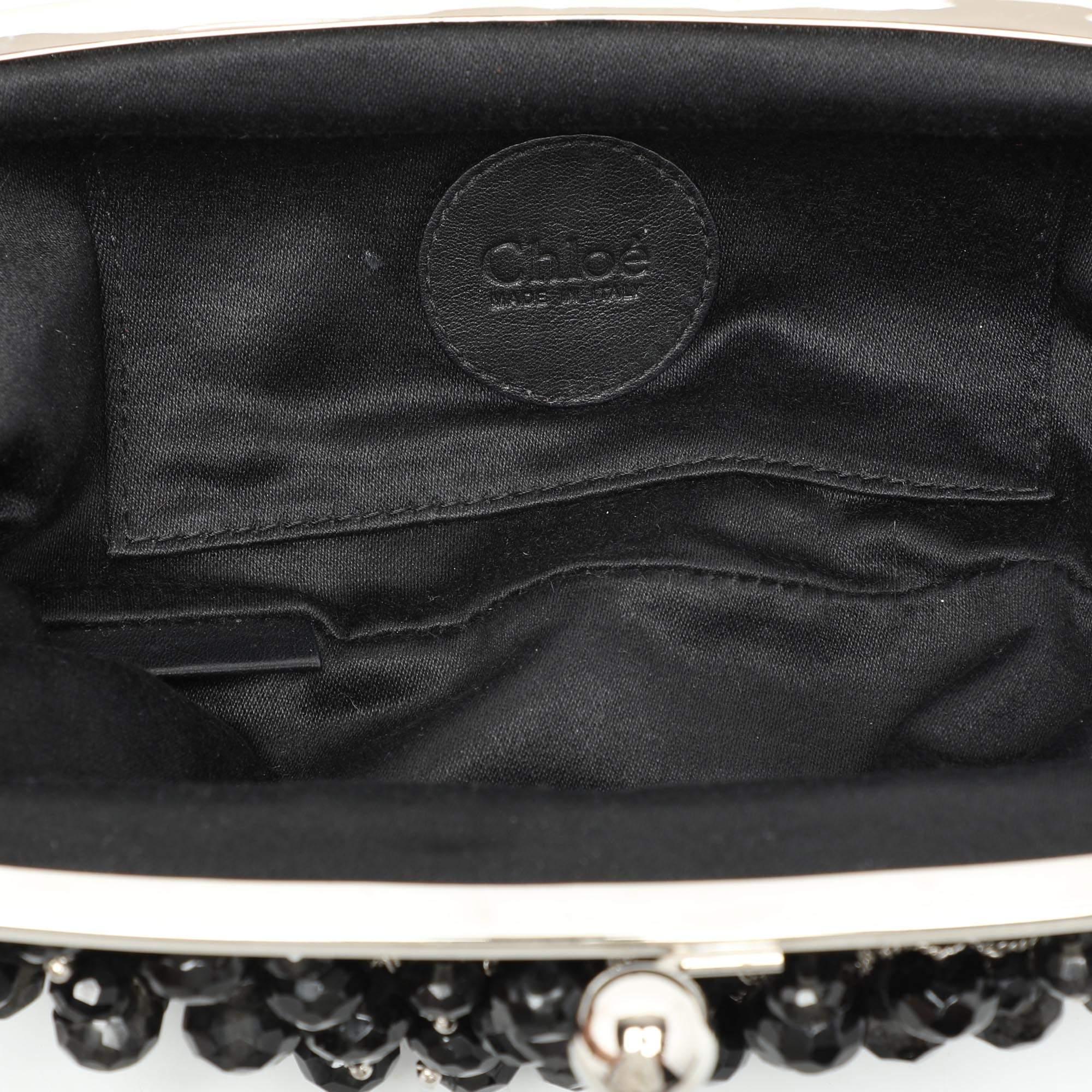 Chloe Black Suede Embellished Clutch 3